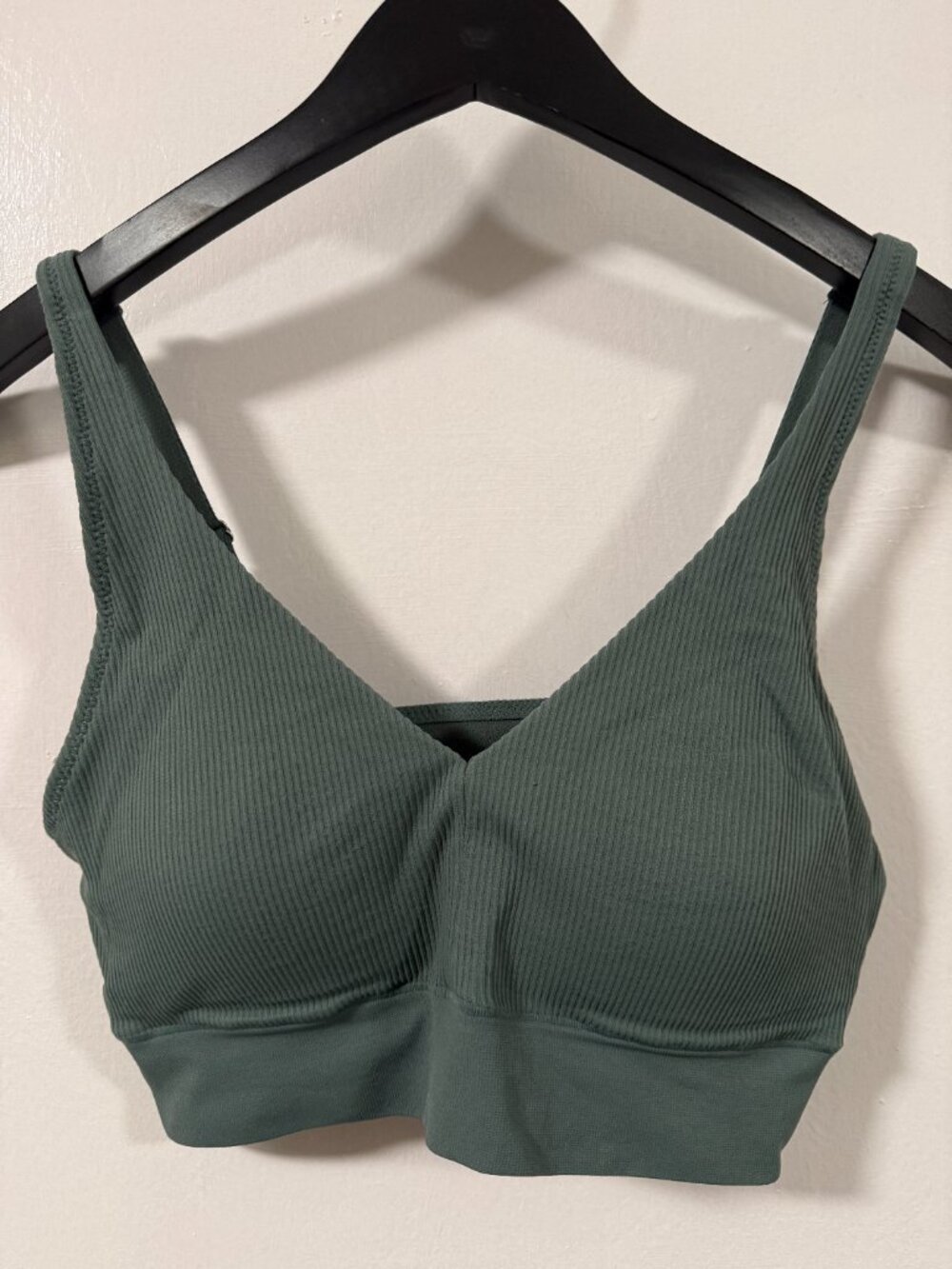 Jockey Dark Green V-Neck Seamfree Light Support Ribbed Molded Cup Bralette